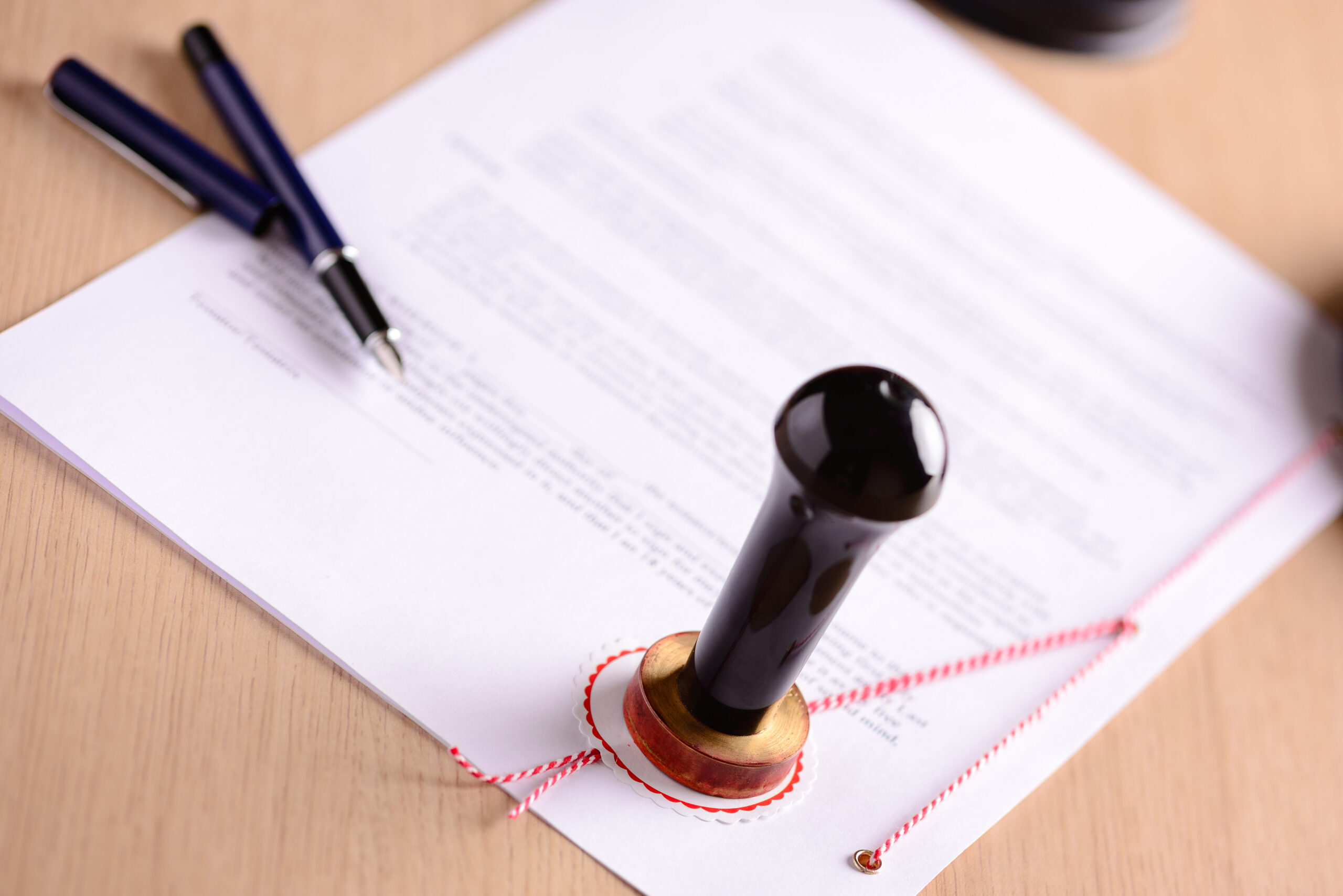 Notary’s Public Pen and Stamp on Testament